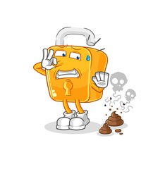padlock with stinky waste illustration. character vector