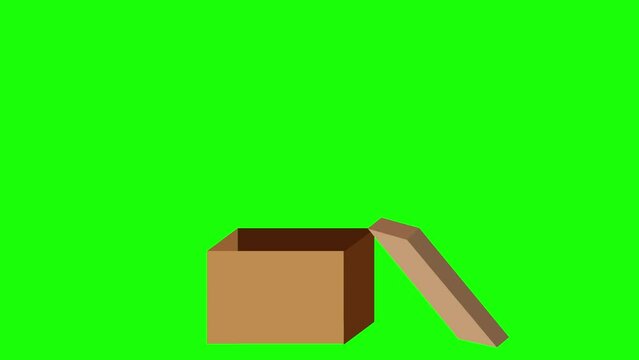2D Box Animation isolated on Green Background