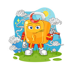 padlock samurai cartoon. cartoon mascot vector