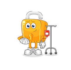 padlock sick in IV illustration. character vector
