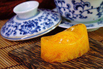 Chinese ingots pudding jelly, the auspicious dessert for all Chinese festivals. Yuan Bao pudding, Ingot shaped jelly pudding