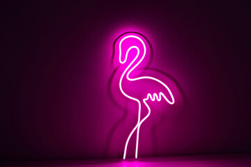 Pink neon sign flamingo. Trendy style. Neon sign. Custom neon. Home decor.