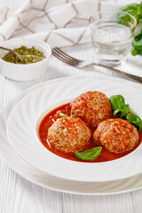 Porcupine Balls, ground beef and rice meatballs