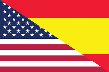 Fototapeta premium USA Spain friendship national flag cooperation diplomacy country emblem