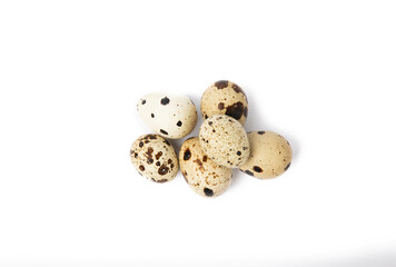 Quail eggs isolated on white background.Organic food.