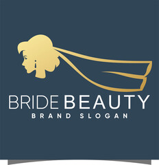Beauty woman bride Logo with creative concept and design premium vector