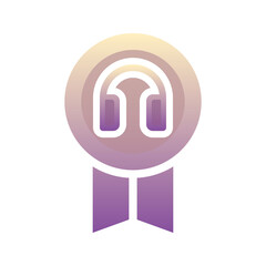 medal headphone logo gradient design template icon