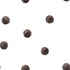 black Pepper, peppercorn, isolated on white background, SEAMLESS, PATTERN