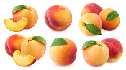 Peach isolated on white background, clipping path, full depth of field