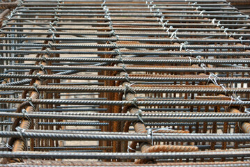 SELANGOR, MALAYSIA -APRIL 30, 2016: Hot rolled deformed steel bars or steel reinforcement bar tied...