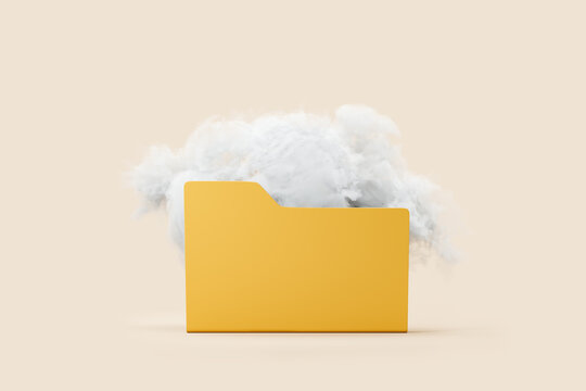 Folder with cloud on beige background