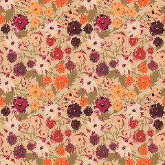 Lovely floral seamless ornament in vintage style, raster version. Blooming texture for fabric, wallpaper, surface decoration and so much more