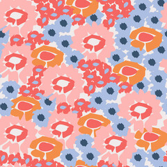 Seamless pattern with flowers in pastel colors, raster version. Perfect for wrappin paper, packaging design, cover, print on fabric, wallpaper and more
