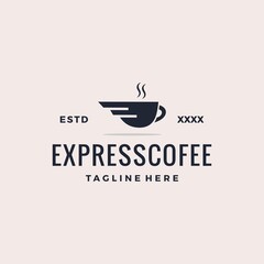 Express coffee shop logo design vector illustration