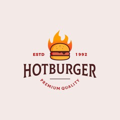 Hot burger logo design vector illustration
