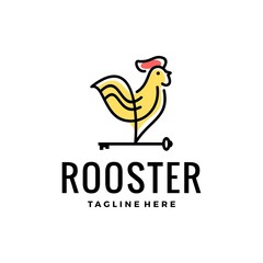 Fototapeta na wymiar minimalist rooster with key logo design vector illustration