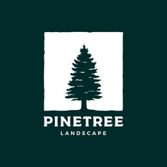 Pine tree silhouette logo design vector illustration