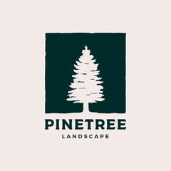Fototapeta na wymiar Pine tree landscape logo design vector illustration