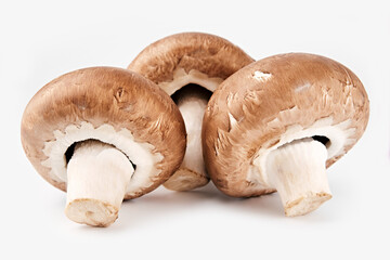 Fresh champignon mushrooms as background, top view. Shrooms champignon background texture.