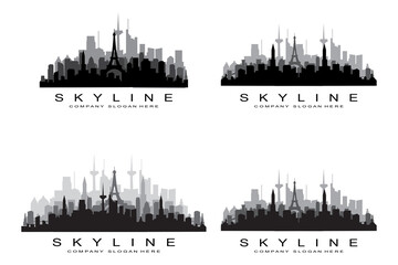 Obraz premium City Skyline,Skyscraper for Urban Real Estate Building Logo Design Vector
