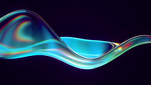 Abstract Shape with colorful reflections and refractions. Looped animation
