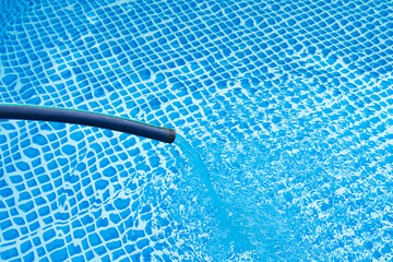 the folding pool is filled with water from a hose. clean tap water for the pool. purchase of items...