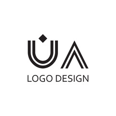 creative letter ua monogram for logo design template