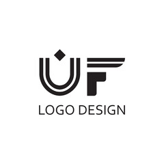creative letter uf monogram for logo design template