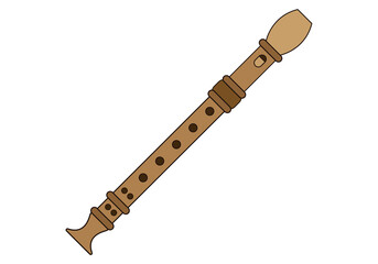 Icono de flauta dulce de madera en fondo blanco.