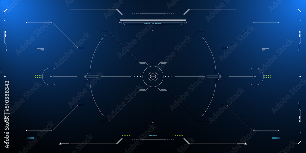 Aufkleber hud futuristic virtual reality screen element ui, gui control monitoring for drone, space ship, cock