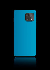 3D rendered realistic looking smartphone on black background.