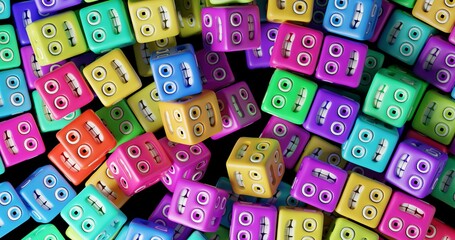 smiley cubes made in 3d with blender