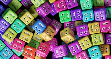 smiley cubes made in 3d with blender