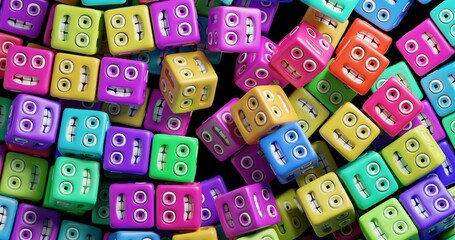 smiley cubes made in 3d with blender