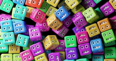 smiley cubes made in 3d with blender