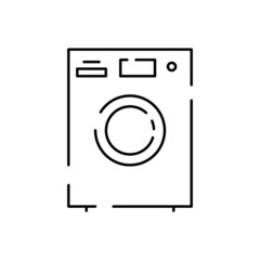 Washing machine line icon, outline vector sign, linear pictogram isolated on white. Laundry symbol, logo illustration. Household appliances