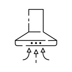 Kitchen hood, illustration, vector on a white background. Household appliances line icon