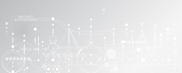 Grey white Abstract technology background, Hi tech digital connect, communication, high technology concept