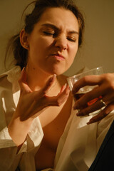 young woman with alcohol