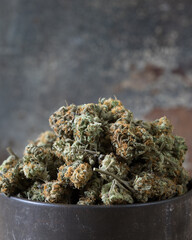 Cannabis buds dried, cured and trimmed.