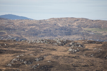 Rugged landscape of the Isle of Lewis, Outer Hebrides, Scotland, United Kingdom