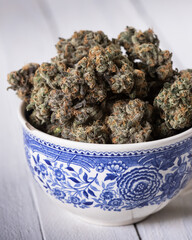 Cannabis buds dried, cured and trimmed.