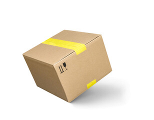 Cardboard parcel box isolated on a white