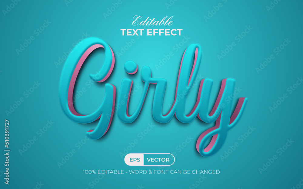 Poster girly text effect style. editable text effect.