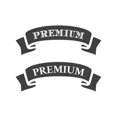 Premium black vector ribbon baner. Simple banner filled icon.