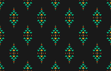 Fabric ethnic tribal pattern art. Ethnic geometric seamless pattern traditional. Design for background, wallpaper, illustration, fabric, clothing, carpet, textile, batik, embroidery.