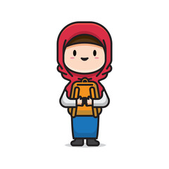cute muslim girl back to school vector