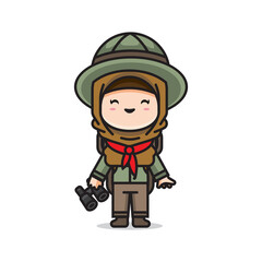 cute muslim girl scout vector