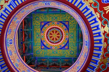 Photographs of the interior of a Chinese temple in Asia