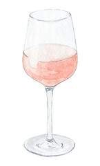 watercolor rose wine glass isolated on white background